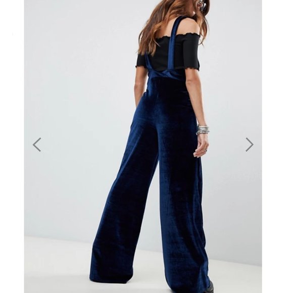 ASOS Pants - Blue Velvet Overalls Jumpsuit, XS